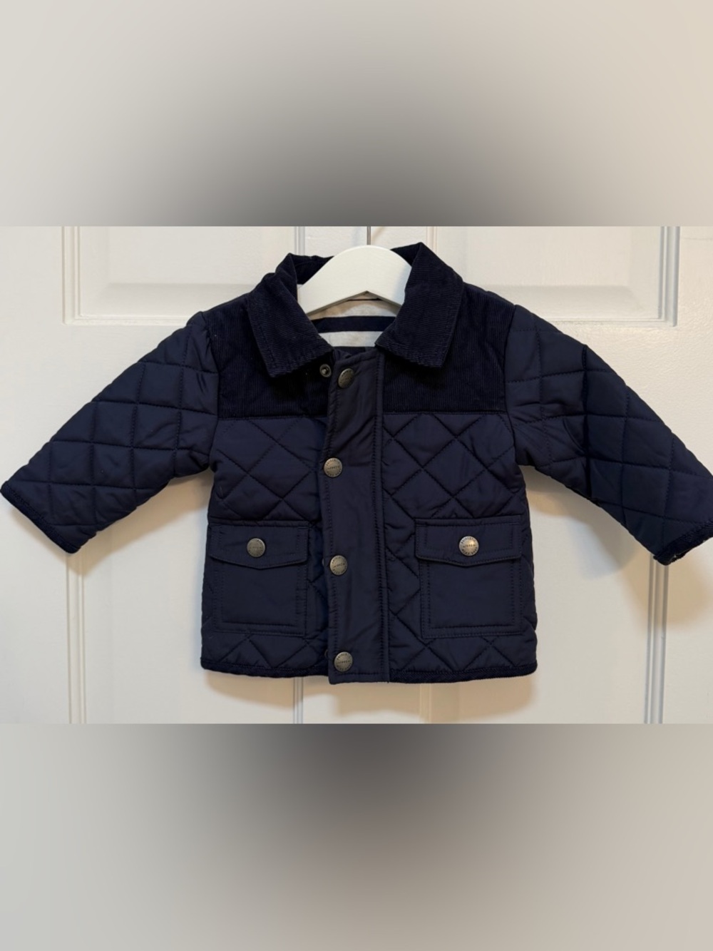 next Navy Quilted‎ Puffer Jacket with Corduroy Collar
